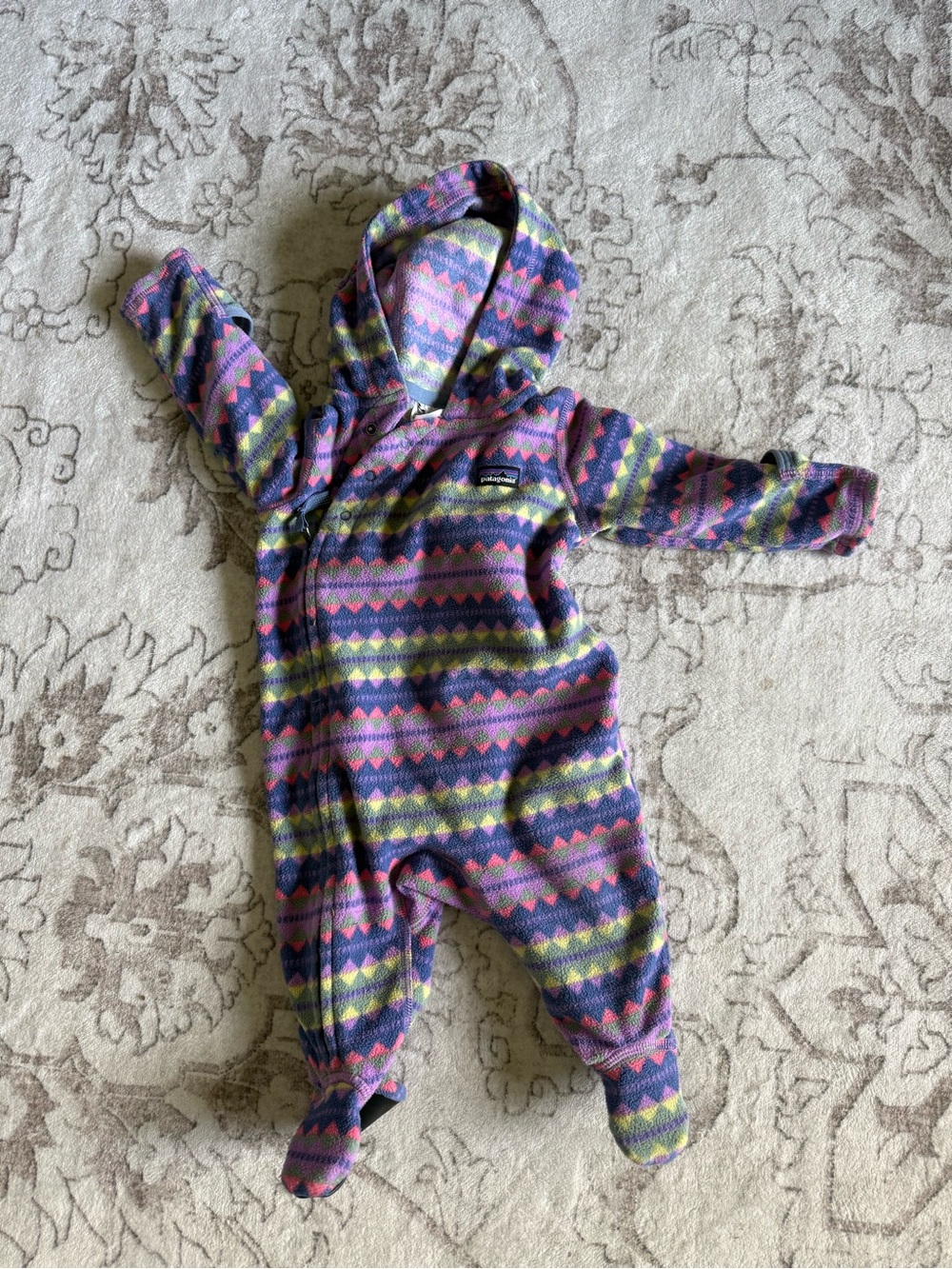 Patagonia Purple Micro D Bunting Multi-Pattern Hooded Footie